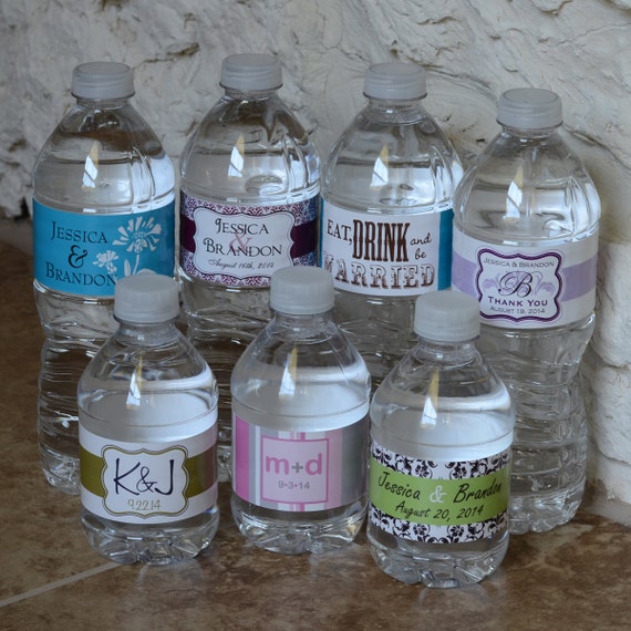 300 Custom Glossy Waterproof Wedding Water Bottle Labels