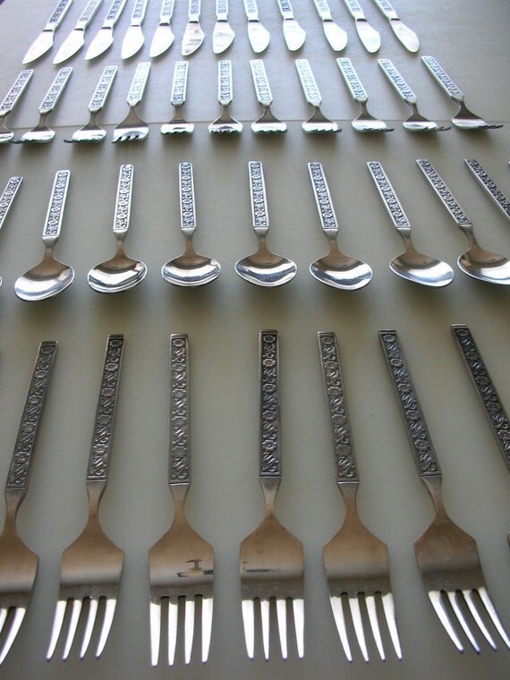 1960s Stainless Flatware Set Service for 11 Japan Night
