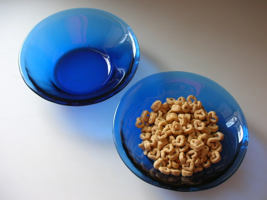 Cobalt Glass Bowls Blue Glass Cereal Bowls Set of 2 Treasury