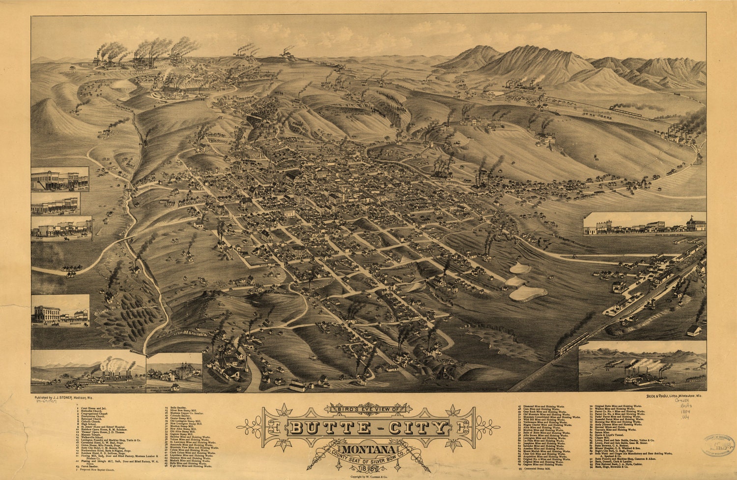 1884 Butte Montana City View Beautiful art by StoneyPrints on Etsy