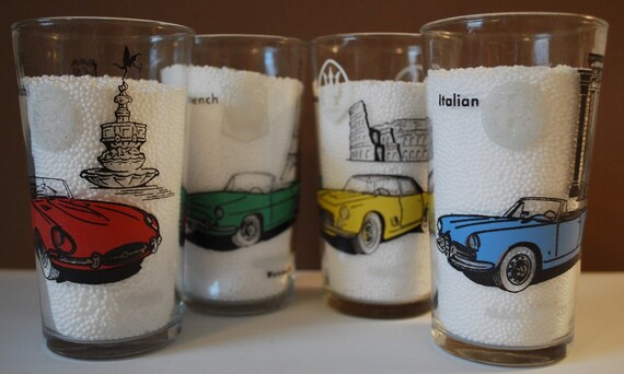 Vintage European Car Themed Tumblers Alfa Romeo Mga Renault