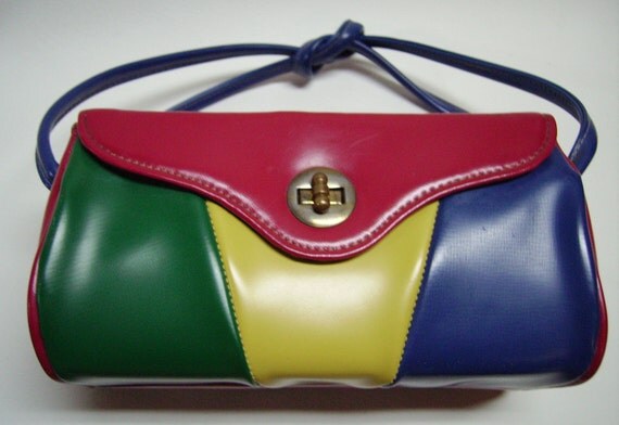 SALE 60s Multi-color Box-shape Handbag Purse by Vintageables