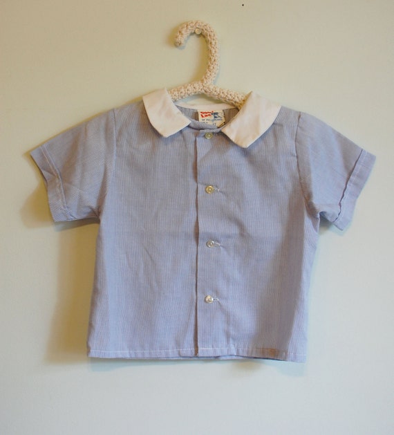 vintage kids shirt classic blue button down 4T by dahliadaffodil