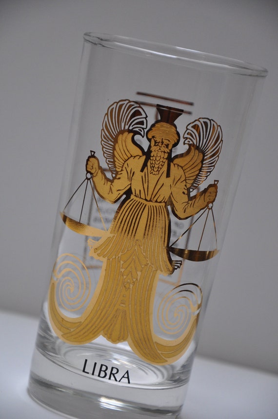 COMPLETE Vintage Zodiac glasses with symbol and by StardustBijoux