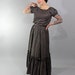 1970s Vintage Blouse and Skirt...Spring Fashion Boho Set Peasant Blouse Full Length Prairie Skirt Black Paisley Size Small