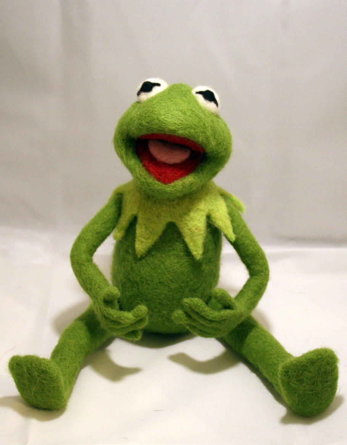 Ready to ship Kermit the Frog Needle Felted Art by WoolingtonLane