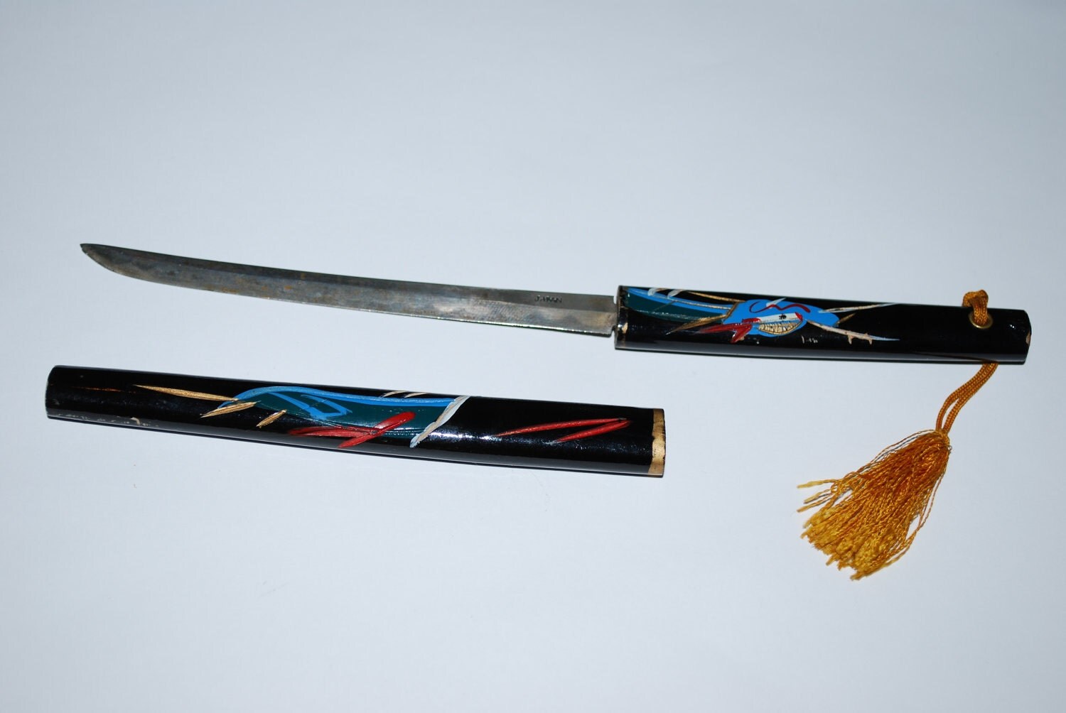 Vintage Black Lacquer Japan Samurai Sword Letter Opener