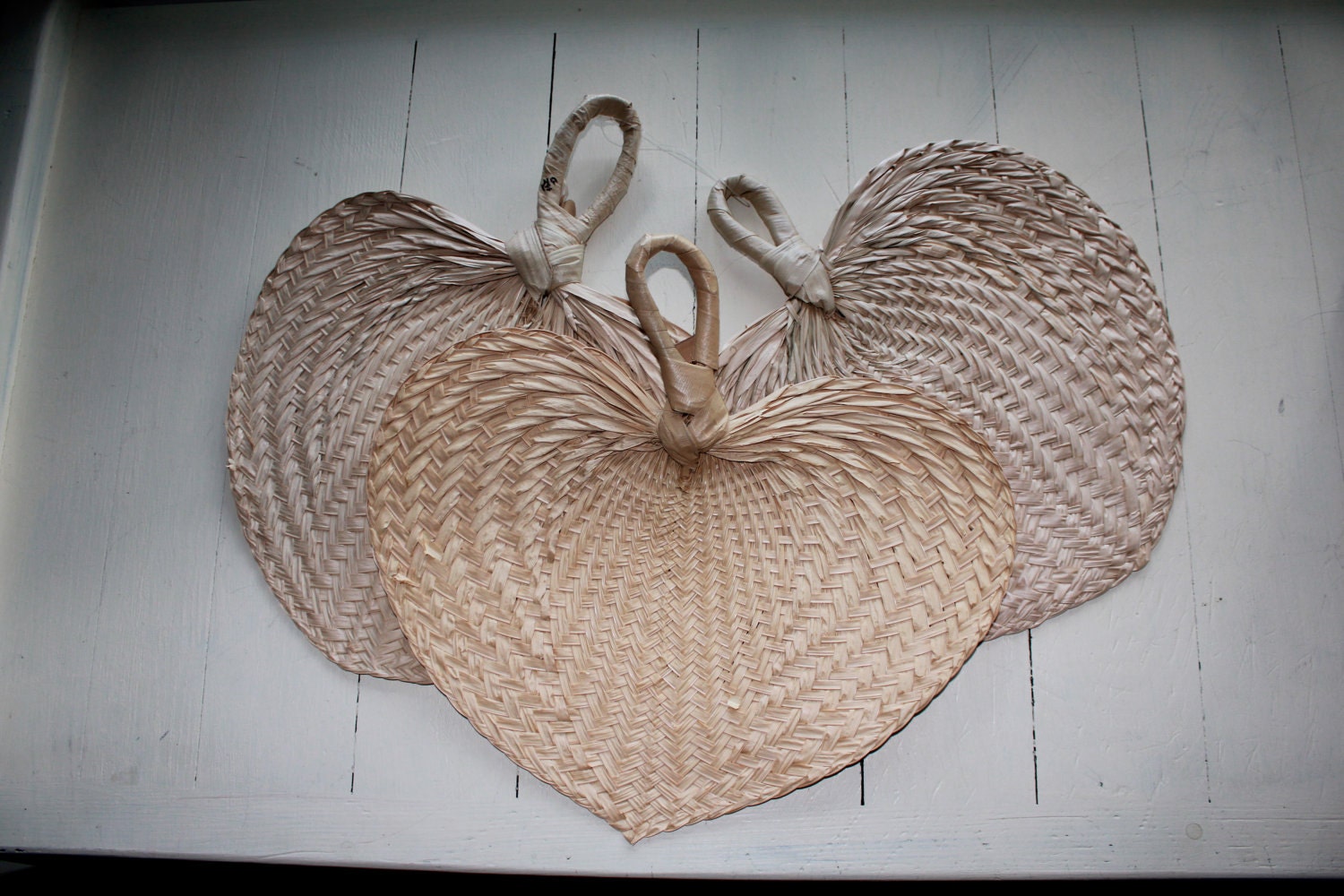Wicker Hand Fans Set of 3