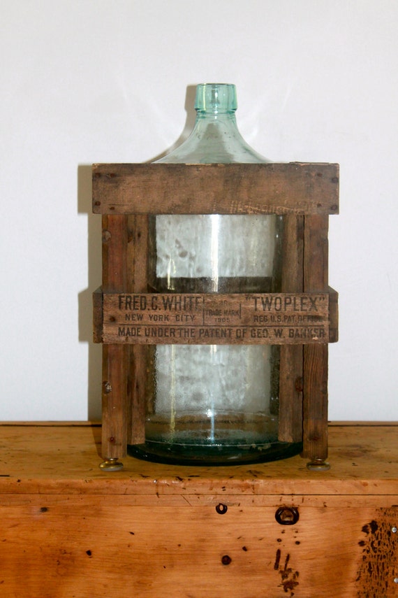 Vintage Large Crated Carboy Water Bottle