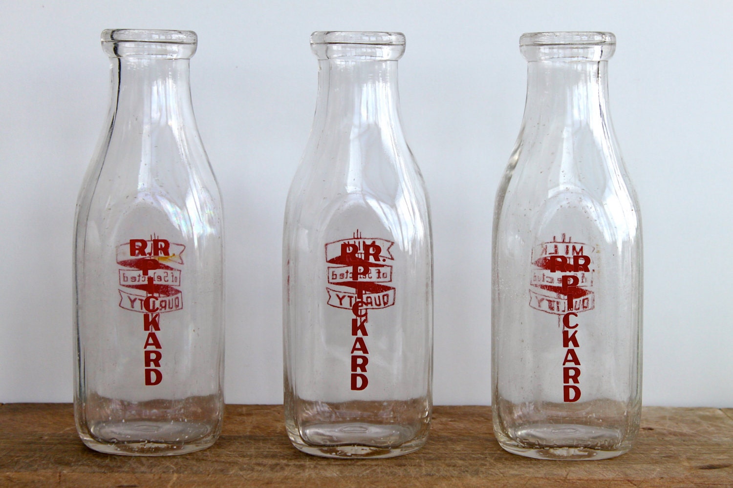 Vintage Glass Milk Bottles 6991