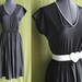 Vintage 1980s 50s Style Black with White Polka Dot Rockabilly Pin Up Swing Dress Size 8 to 10 Medium