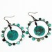 Gypsy Hoop Earrings Verdigris dangle Coin Magnesite Turquoise Belly Dance lightweight round Oxidized Copper Bohemian circles