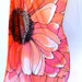 Square Silk Scarf. Hand Painted Peach Pink Garbera Flower Scarf. Hijab. Head Scarf. Silk Chiffon. Silk Scarves Takuyo. 34x34 in.