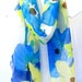 Hand painted silk scarf. Long. Blue Poppies Garden Party. Spring Fashion. Blue Silk Scarf. Silk Chiffon. Silk Scarves Takuyo. 11x90 in.