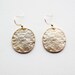 Hammered Gold Circle Earrings - minimalist vermeil flat gold medium size circle jewelry