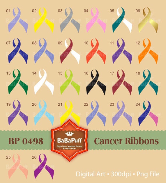 26 Printable Cancer Ribbons Personal and Small Commercial