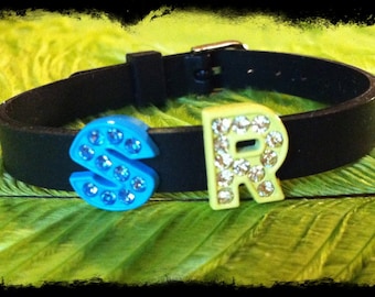 Personalized Rubber 8mm Band Bracelet with 2 Charms of your choice