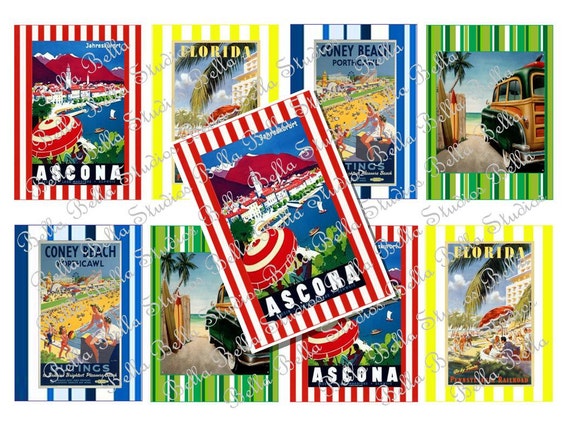 SUMMER BEACH Party Instant Download PRINTABLE Collage Sheet Atc Aceo Hang Tags Il_570xn
