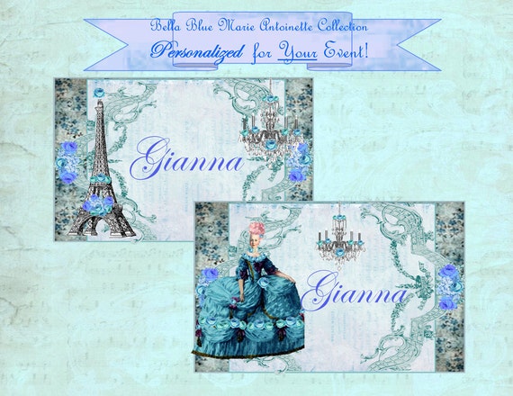 MARIE ANTOINETTE Bella Blue Customized PRINTABLE Birthday Favor Tags by Bella Bella Studios Il_570xn