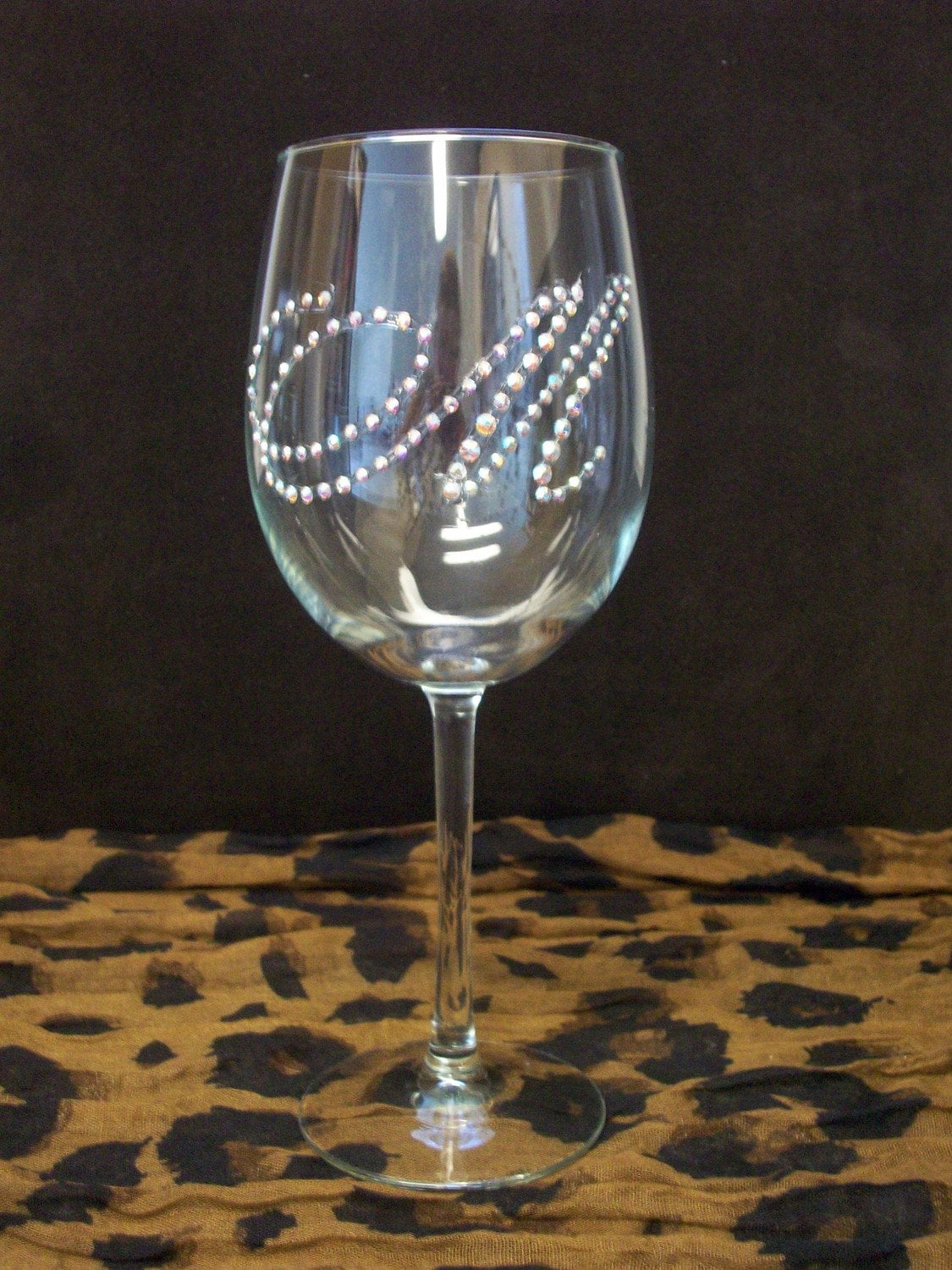 Swarovski Crystal Monogrammed Wine Glass M