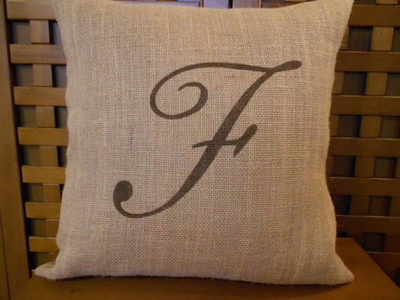 Items similar to Monogram burlap pillow - initial - personalized pillow on Etsy