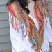 Crocheted Prayer Shawl Fringed Scarf Ready to ship Red Yellow Blue Green Hand Made Southwestern tt-team