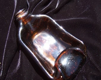 BROWN Slumped Bottle Ash Tray or Spoon Rest or Soap Dish