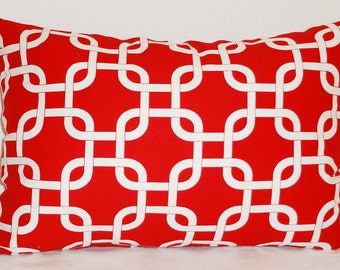 Decorative Pillow Red/white Gotcha Geometric Print 12x18 Lumbar Pillow Cover