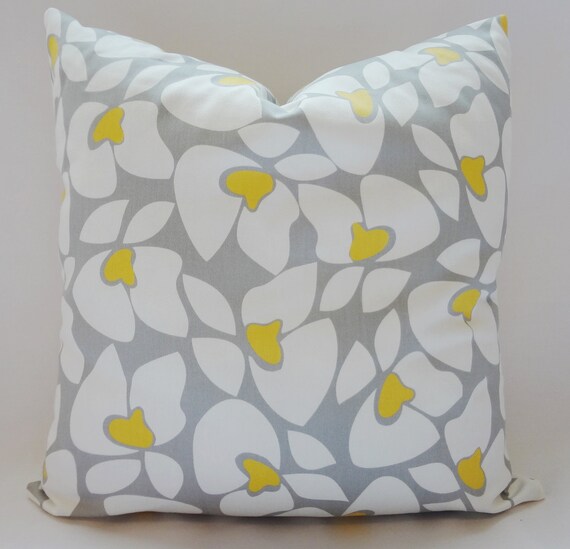 White Yellow & Grey Floral Pillow Decorative Pillow by HomeLiving