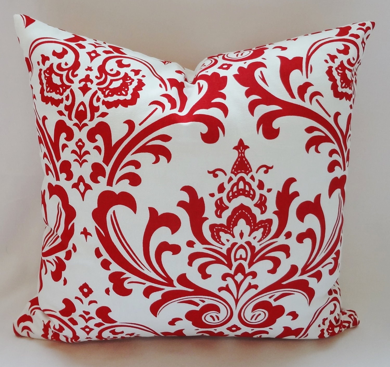 Red & White Damask Decorative Pillow Cover Throw by HomeLiving