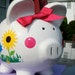 Vinyl Personalized Custom Ceramic Piggy Bank Large Size Monogram Name Initial Baby Shower Child Gift