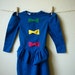 Electric Blue Girl's Dress with Bows Vintage FREE SHIPPING