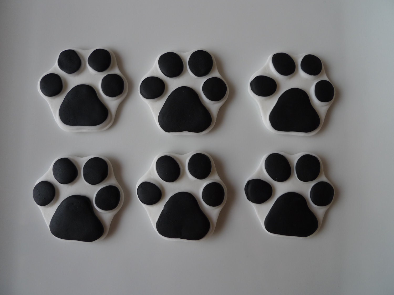 24 Edible Dog Paw Print Cupcake toppers White & Black