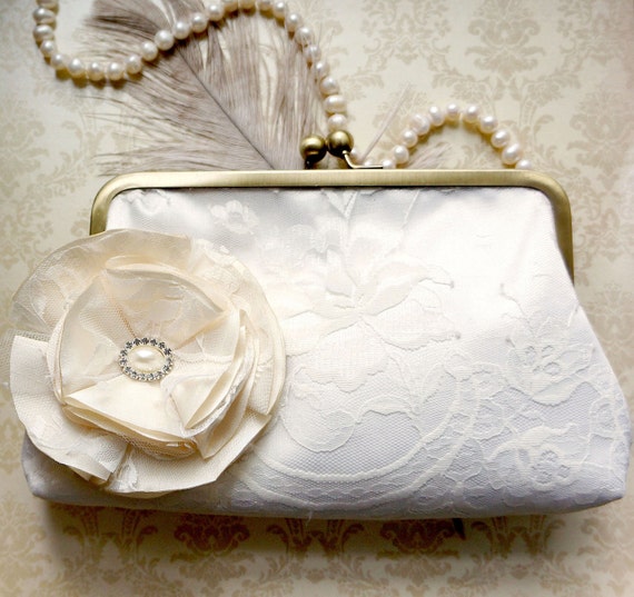 Items similar to Ivory Lace Bridal Clutch Purse- Custom on Etsy