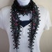 Traditional multipurpose handmade seasonal black pink flower lace scarf