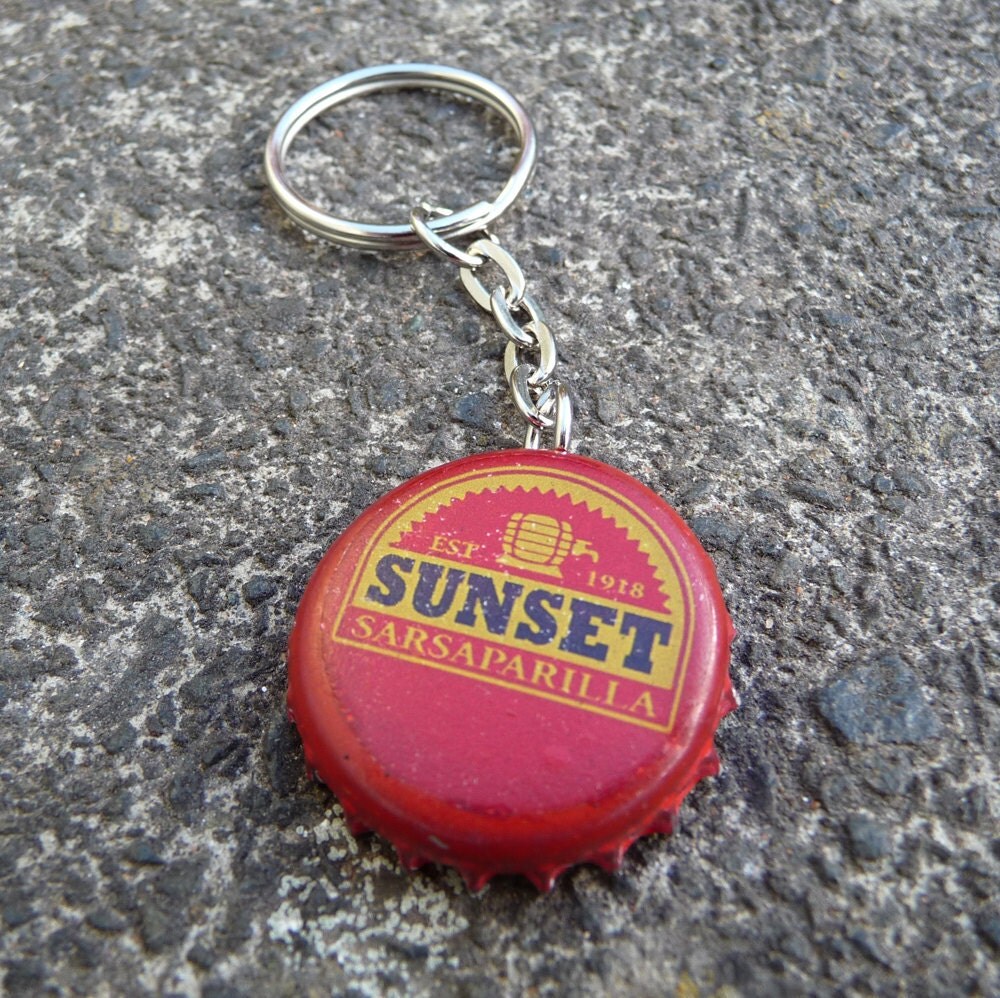 Sunset Sarsaparilla Bottle Cap Keychain