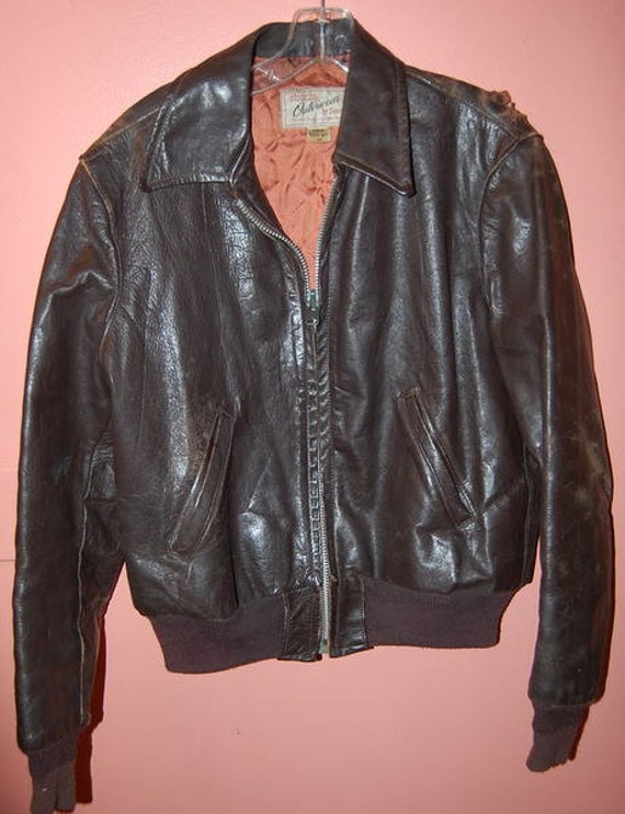 Vintage 50s Sears Hercules Steer Hide Leather Jacket