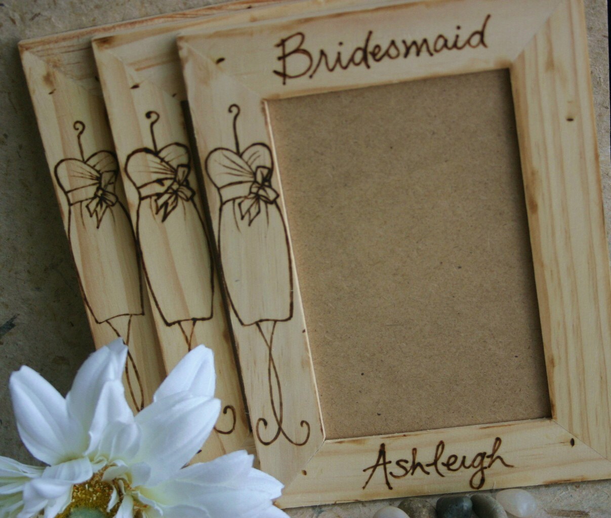 Gifts for Bridesmaid Personalized Frames SET of 3 with yoru