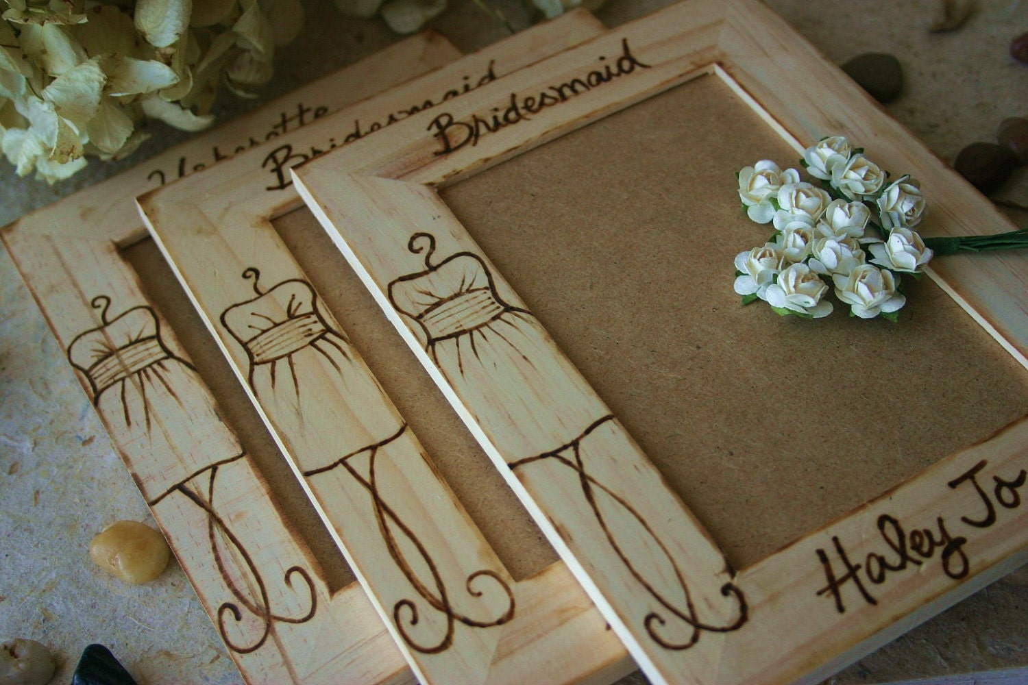 Gifts for Bridesmaid Personalized Frames SET of 3 with yoru