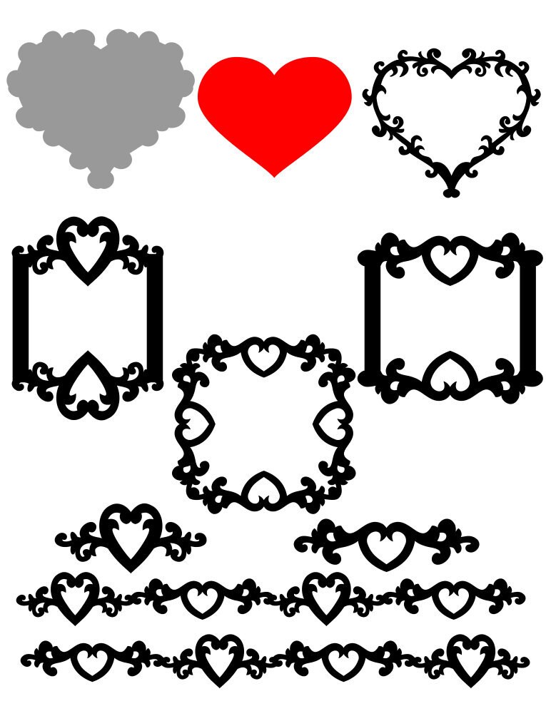 Download Heart Card and Decorative borders SVG cut files and Templates