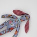 Spring bunny, rabbit, hare,handmade lovely fabric doll,stuffed animal - blue and red. Gift idea for children