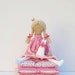 Princess and the Pea -lovely fairy tale fabric doll,blonde in pink dress with a kitty Handmade cloth doll,stuffed doll- gift for girl