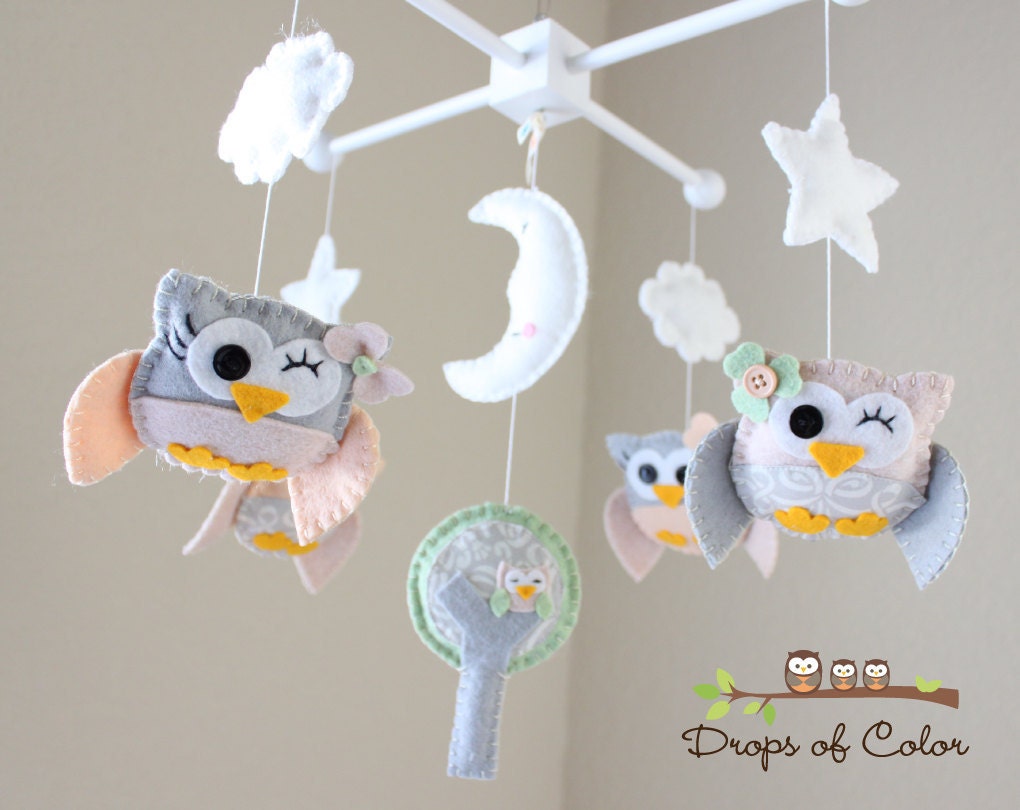 Baby Crib Mobile Baby Girl Mobile Owls Mobile Nursery