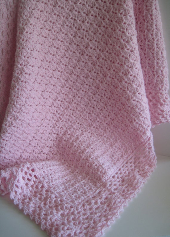 edging baby blankets Afghan Baby with Blanket Crochet Edging Lacy Pink