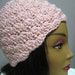 Womans Crochet Hat Pretty Pink Stylish, Chic, Trendy and Lacy Scallop Cap Handmade Fashion Accessory