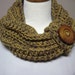 Chunky Bulky Button Crochet Cowl: Brown and Dark Camel with Button