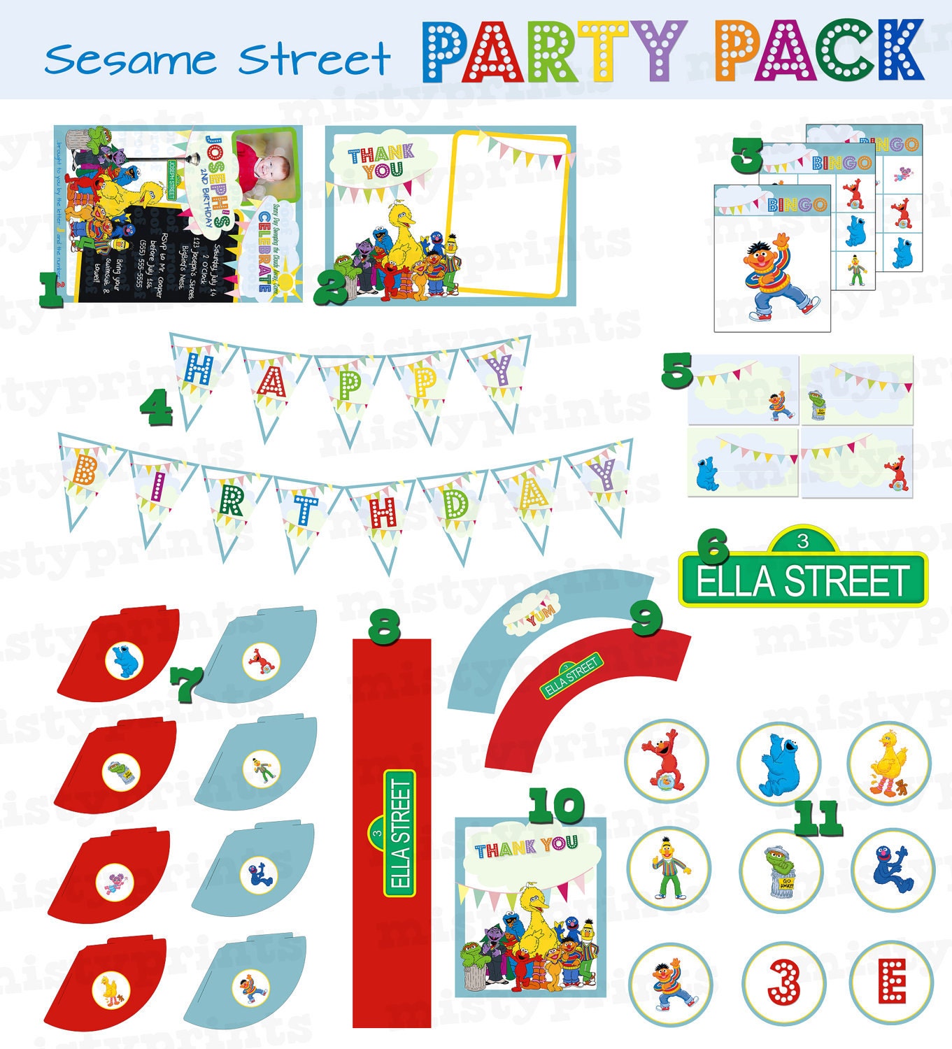 Sesame Street PERSONALIZED Printable Birthday Party Pack