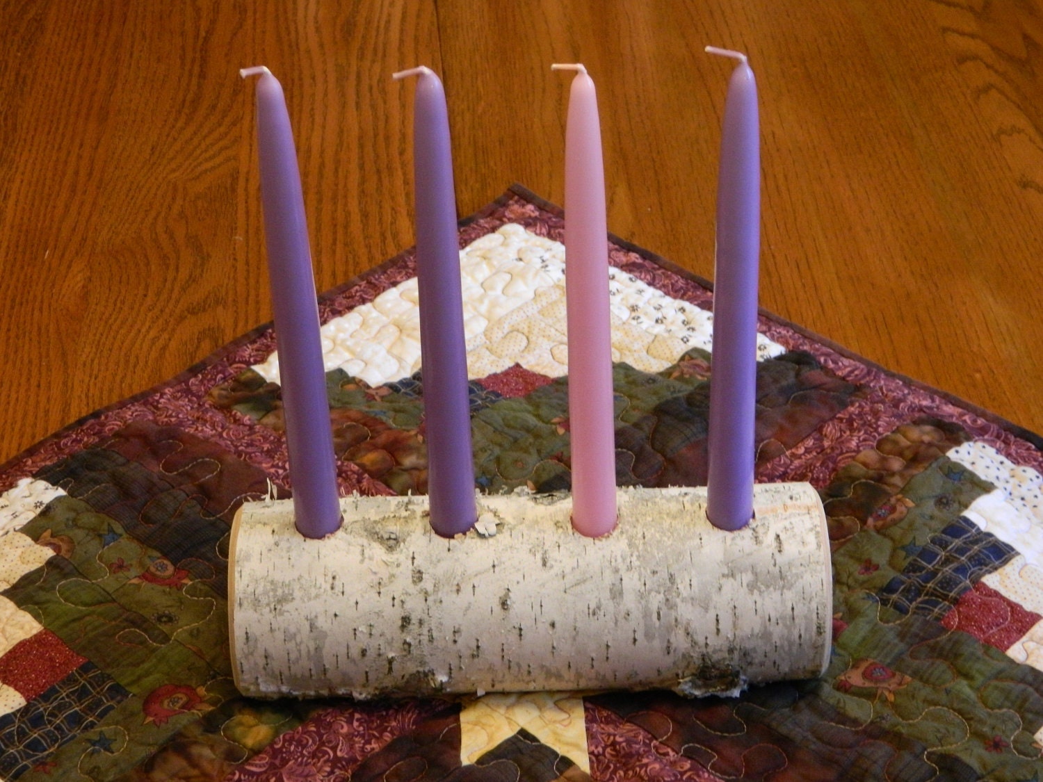 50 OFF Birch Log Advent Candle Centerpiece by CacheCreations