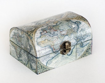 Jewelry storage Decoupage Jewelry Box Wooden Memory box Jewelry Organizer Jewelry Holder Decorative Box Keepsake box Treasury Chest
