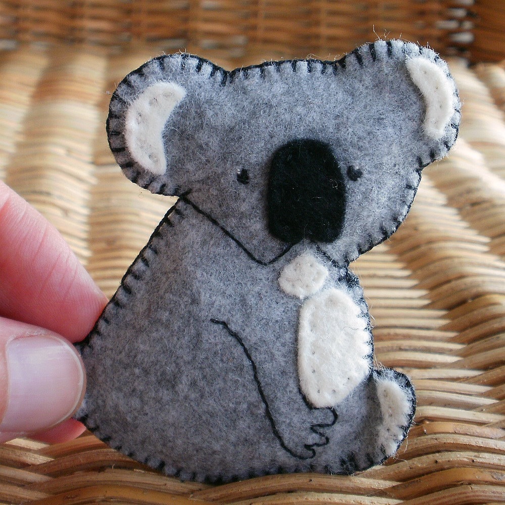 Animal brooch felt koala pin